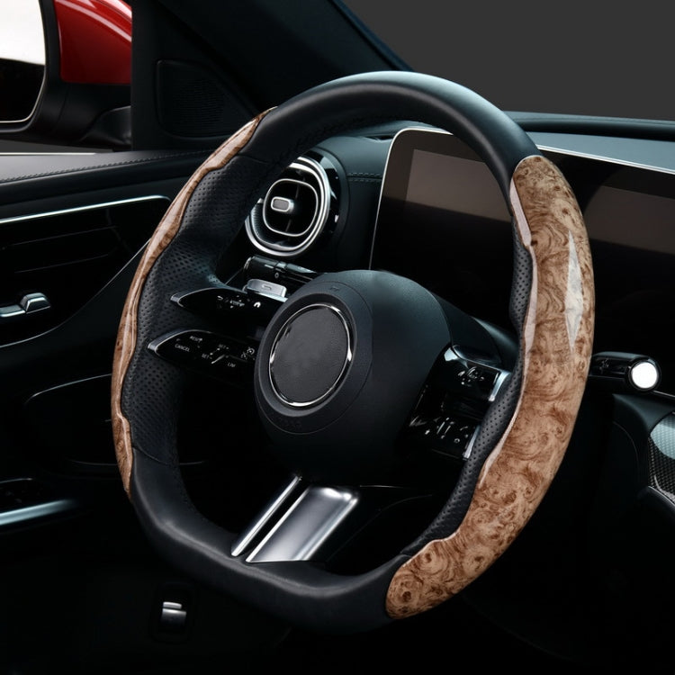 38cm Car Ultra-thin Peach Wood Grain Snap-on Steering Wheel Cover