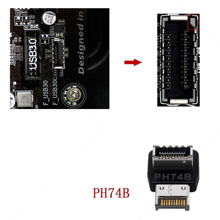 2pcs USB3.1 Type-E Computer Motherboard Interface 90 Degrees Elbow Front Type-C Adapter