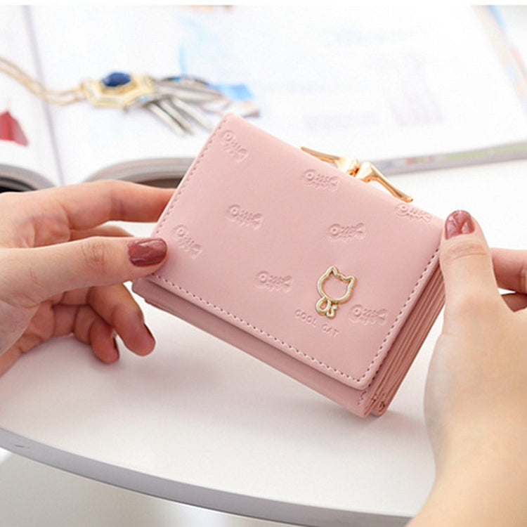 Cartoon Cute Cat Tri-fold Wallet Mini Embossed Multifunctional Wallet