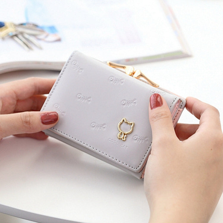 Cartoon Cute Cat Tri-fold Wallet Mini Embossed Multifunctional Wallet