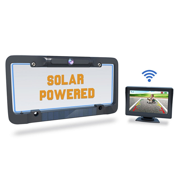 Solar License Plate Frame Wireless Transmission Reversing Camera Display