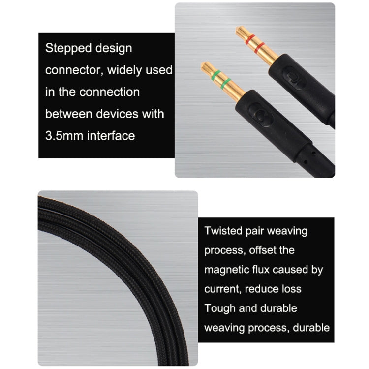 2m For Kingston Skyline Alpha Cloud II 3.5mm 2 In 1 Audio Cable(Black)