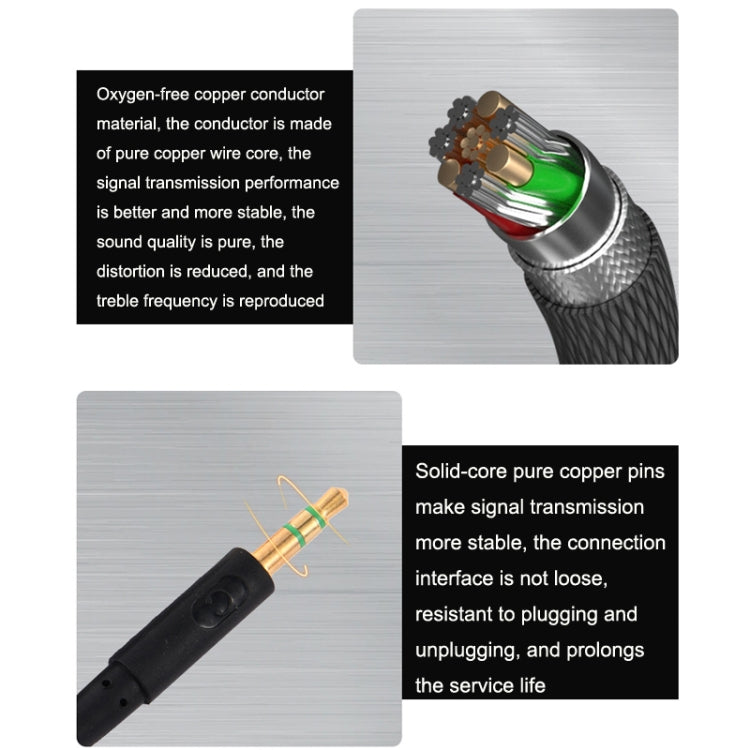 2m For Kingston Skyline Alpha Cloud II 3.5mm 2 In 1 Audio Cable(Black)