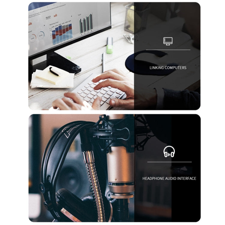 2m For Kingston Skyline Alpha Cloud II 3.5mm 2 In 1 Audio Cable(Black)