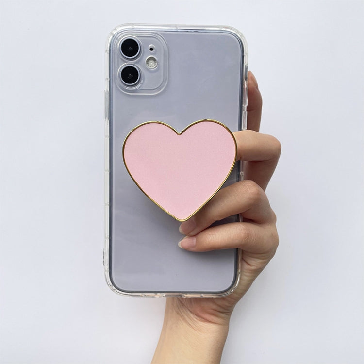 2pcs Electroplated Gold Trimmed Heart Shaped Retractable Cell Phone Buckle Air Bag Bracket