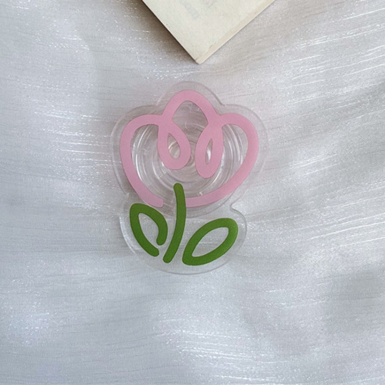 5pcs Transparent Colored Tulip Flower Airbag Support Desktop Can Retractable Back Paste Phone Bracket