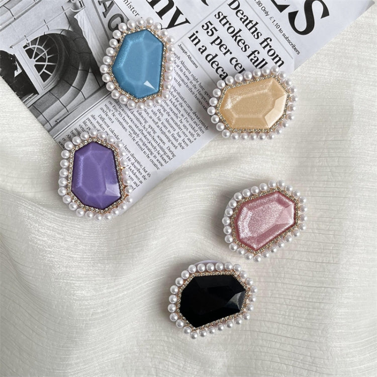 2pcs Pearl Diamond Airbag Phone Holder Lazy Desktop Retractable Ring Buckle Bracket