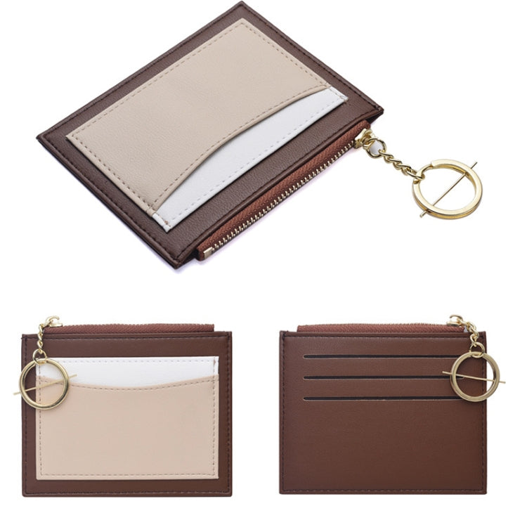 Women PU Leather Small Wallet Short Ultra-thin Color Contrast Splicing Card Holder