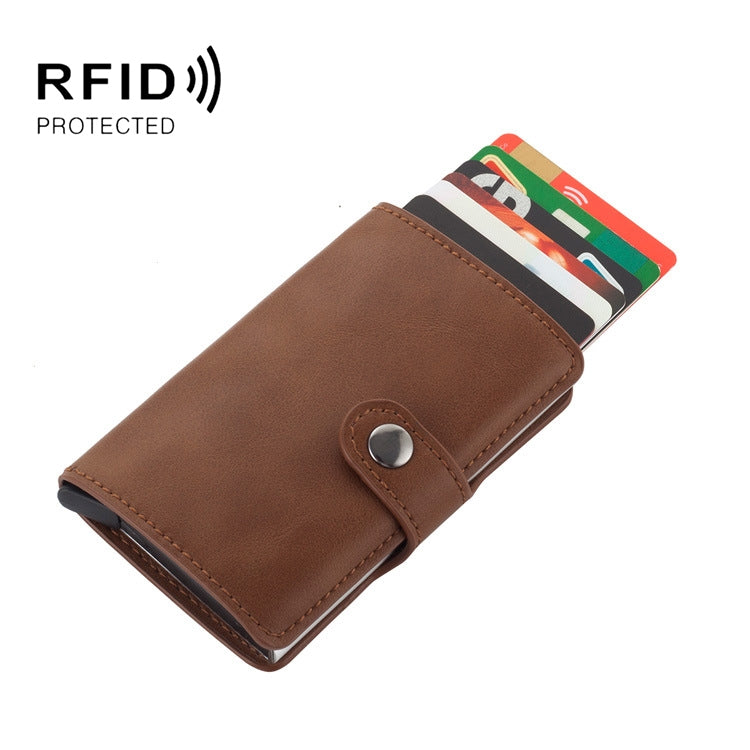PU Leather Aluminum Alloy Credit Card Case Card Holder RFID Multipurpose Business Card Wallet