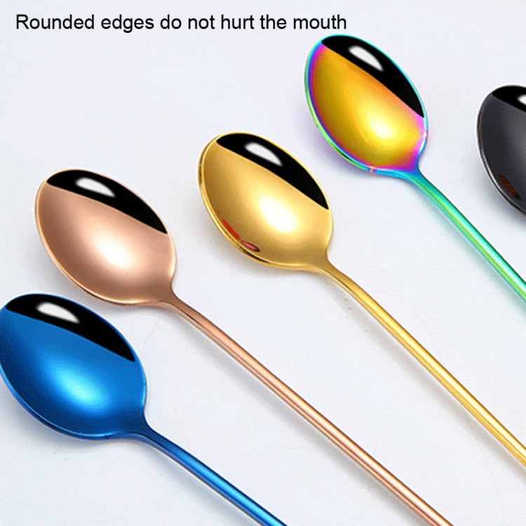 2pcs 304 Stainless Steel Long Handle Thickened Pointed Spoon Coffee Ice Drink Mixing Spoon, Color: