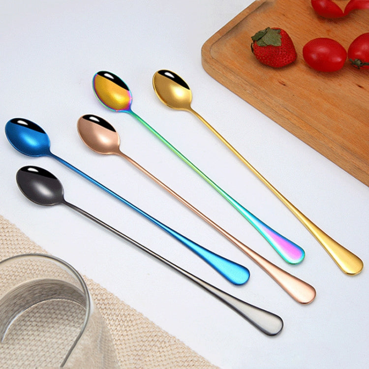 2pcs 304 Stainless Steel Long Handle Thickened Pointed Spoon Coffee Ice Drink Mixing Spoon, Color: