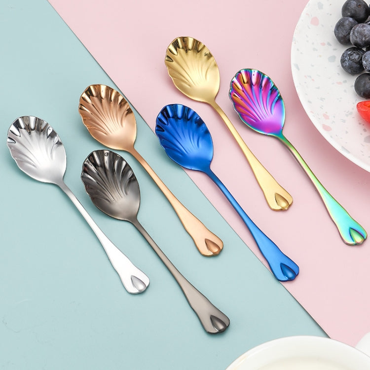 2pcs Stainless Steel Water Droplet Shell Spoon Ice Cream Spoon Coffee Mixing Spoon, Color: