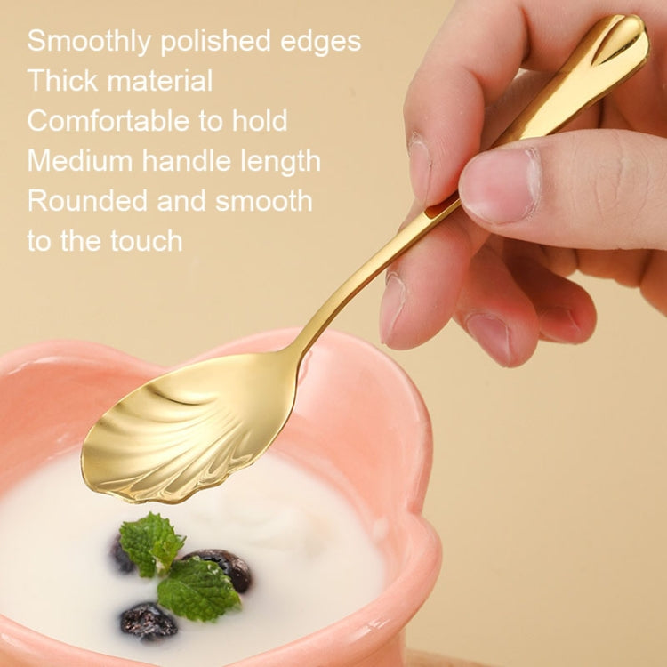 2pcs Stainless Steel Water Droplet Shell Spoon Ice Cream Spoon Coffee Mixing Spoon, Color: