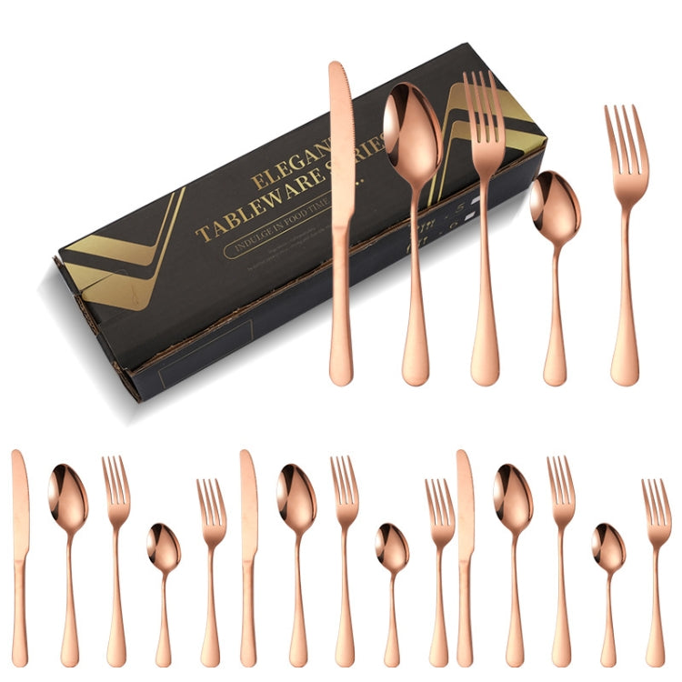 20pcs/set Carton Boxed Gold-Plated Stainless Steel Knife and Fork Set Western Cutlery, Color: