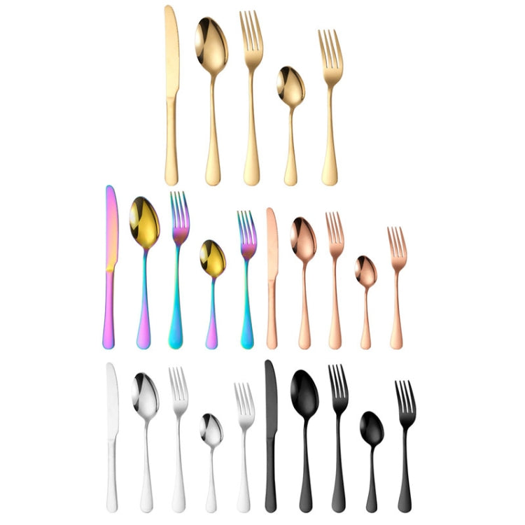 20pcs/set Carton Boxed Gold-Plated Stainless Steel Knife and Fork Set Western Cutlery, Color: