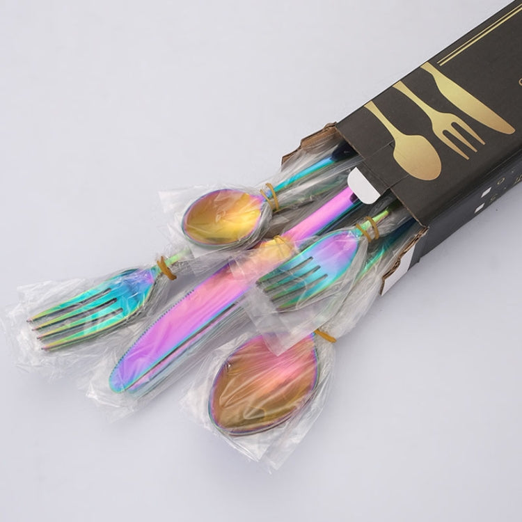 20pcs/set Carton Boxed Gold-Plated Stainless Steel Knife and Fork Set Western Cutlery, Color: