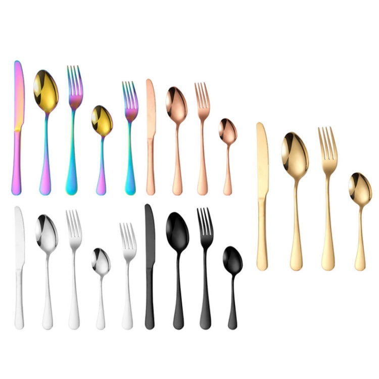16pcs/set Carton Boxed Gold-Plated Stainless Steel Knife and Fork Set Western Cutlery, Color: