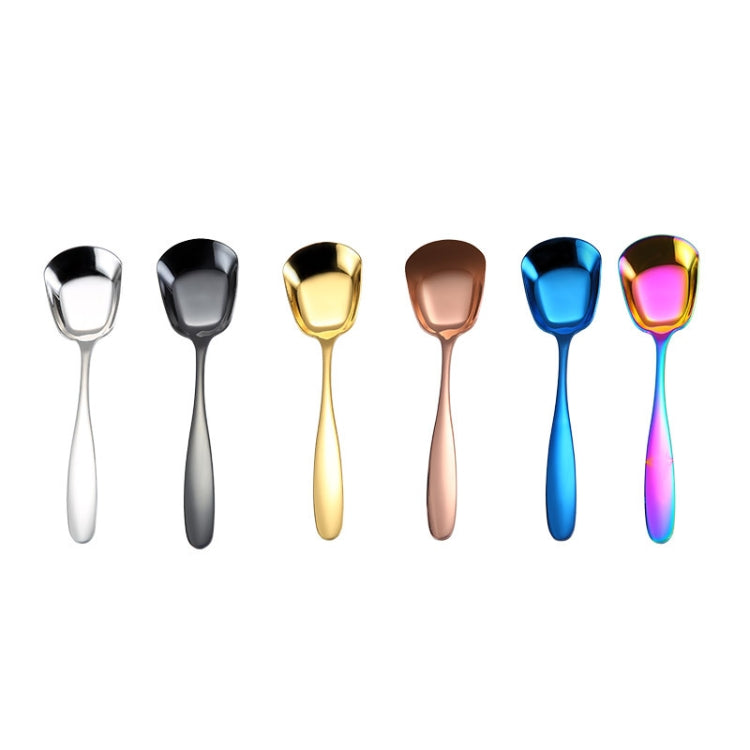 2pcs Large 304 Stainless Steel Spoon Glossy Thickened Flat Head Flat Bottom Serving Spoon, Color: