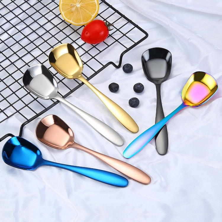 2pcs Large 304 Stainless Steel Spoon Glossy Thickened Flat Head Flat Bottom Serving Spoon, Color: