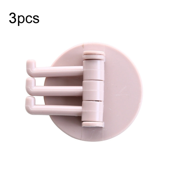 3pcs/bag 3 Hooks Rotatable Hook Kitchen Bathroom Paste Wall Hook