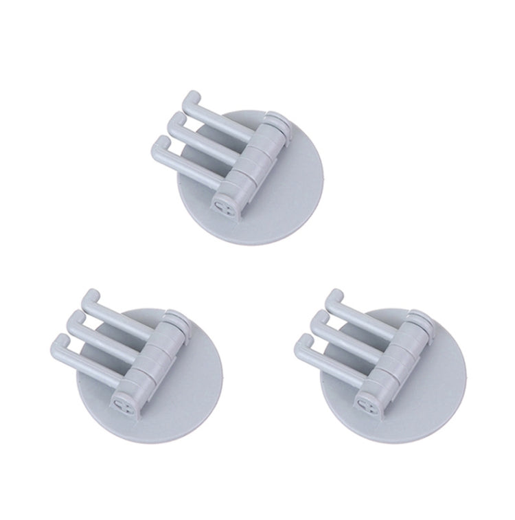 3pcs/bag 3 Hooks Rotatable Hook Kitchen Bathroom Paste Wall Hook
