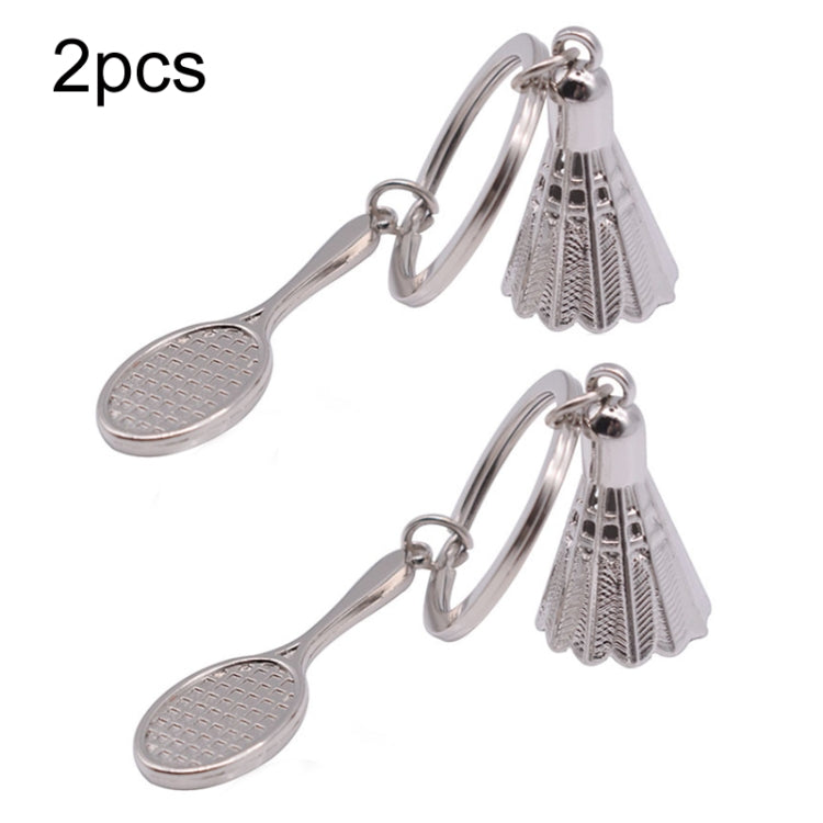 2pcs Simulated Badminton Metal Key Chain Arena Club Gift