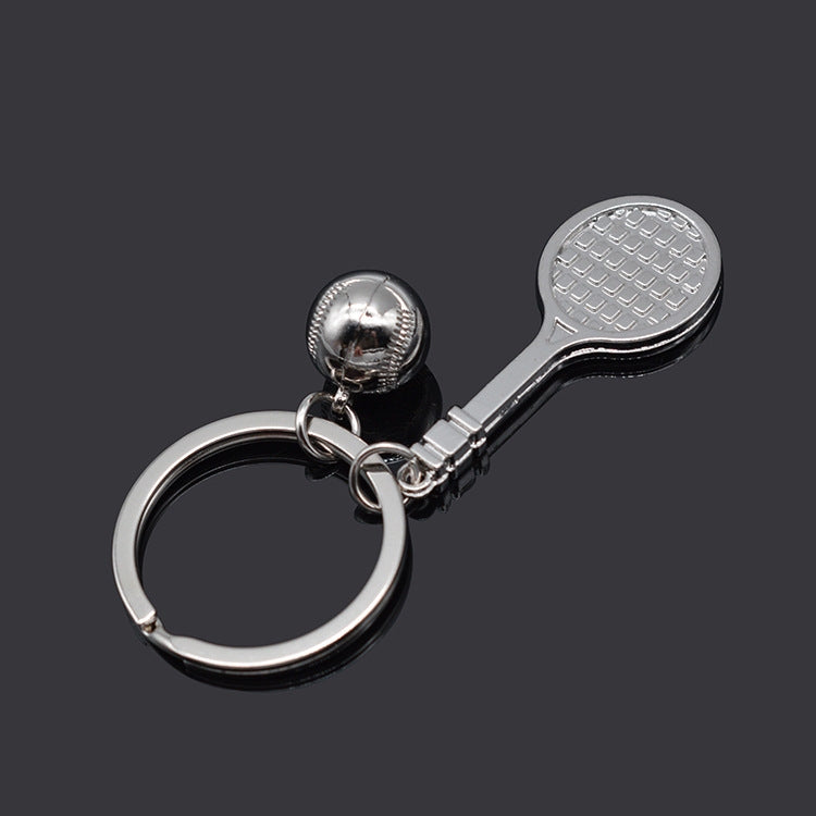 2pcs Simulation Tennis Racket Metal Key Chain Small Gift(BY-297)
