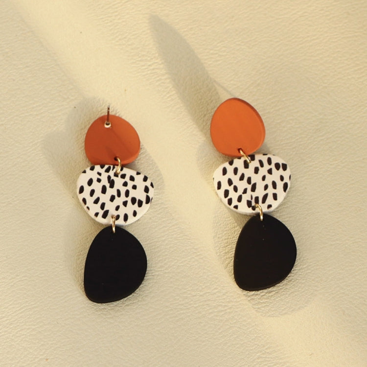 2pairs Acrylic Irregular Graphic Stitching Leopard Long Earrings(03)