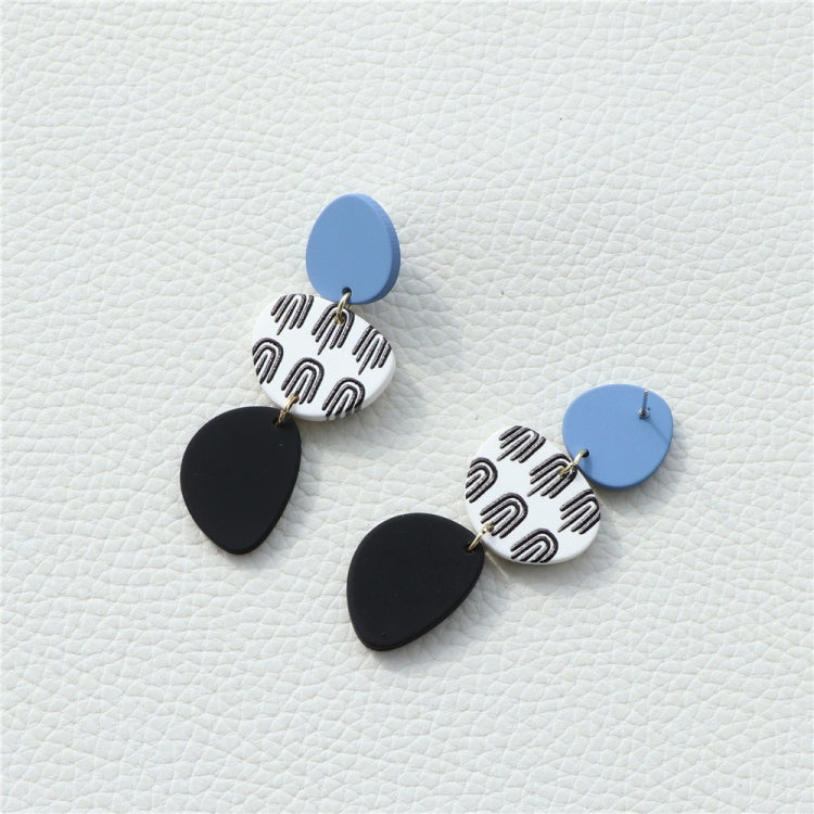 2pairs Fingerprint Print Clay Texture Acrylic Stitching Long Earrings(DE064-7)