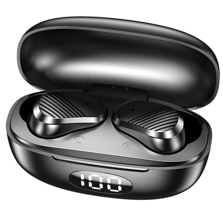 Digital Display Earphones In-Ear High Power Gaming Wireless Sports TWS Earphones(Black)