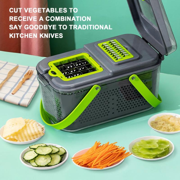 22 in 1 Multifunctional Food Chopper Grater Onion Dicer Veggie Cutter with 13 Stainless Steel Blades(Grey)