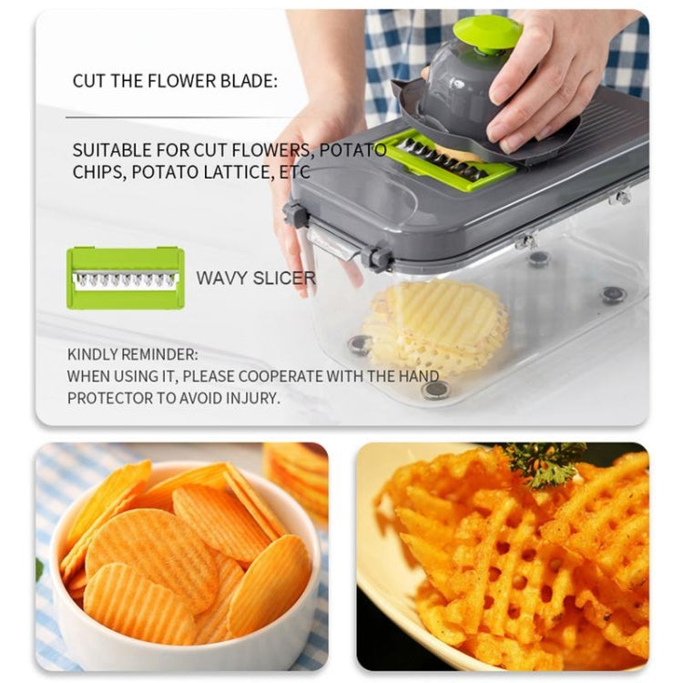 22 in 1 Multifunctional Food Chopper Grater Onion Dicer Veggie Cutter with 13 Stainless Steel Blades(Grey)
