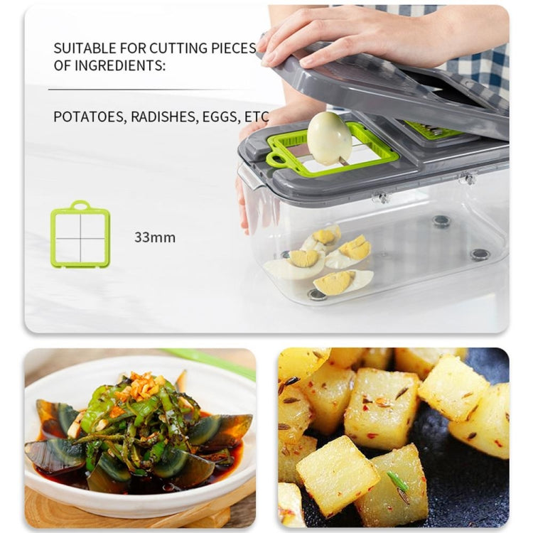 22 in 1 Multifunctional Food Chopper Grater Onion Dicer Veggie Cutter with 13 Stainless Steel Blades(Grey)