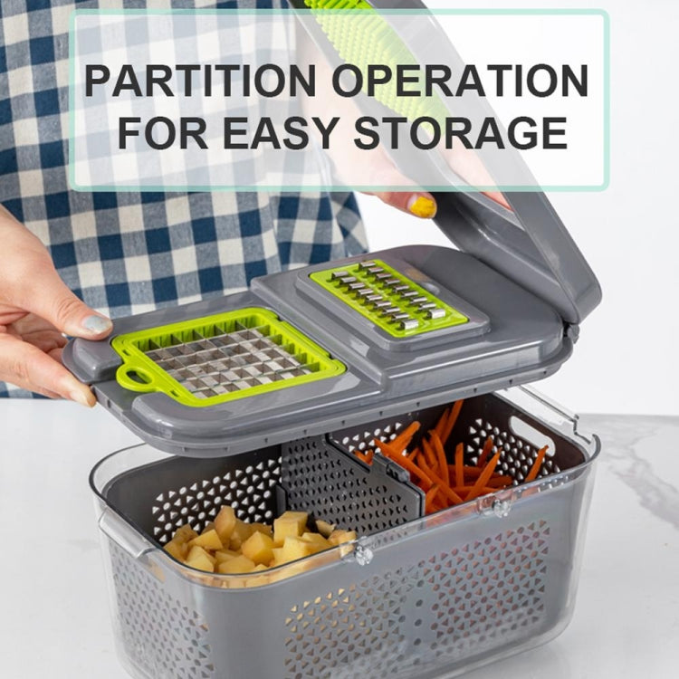 22 in 1 Multifunctional Food Chopper Grater Onion Dicer Veggie Cutter with 13 Stainless Steel Blades(Grey)