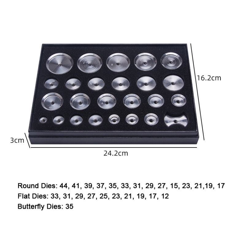 25pcs/set Aluminum Watch Back Case Closer Press Dies Watch Repair Tool