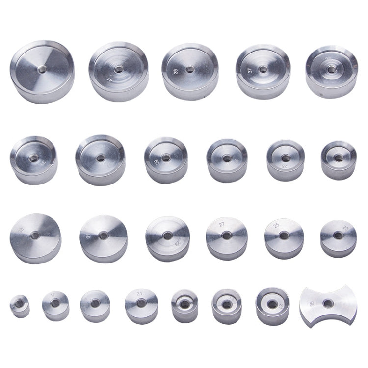 25pcs/set Aluminum Watch Back Case Closer Press Dies Watch Repair Tool