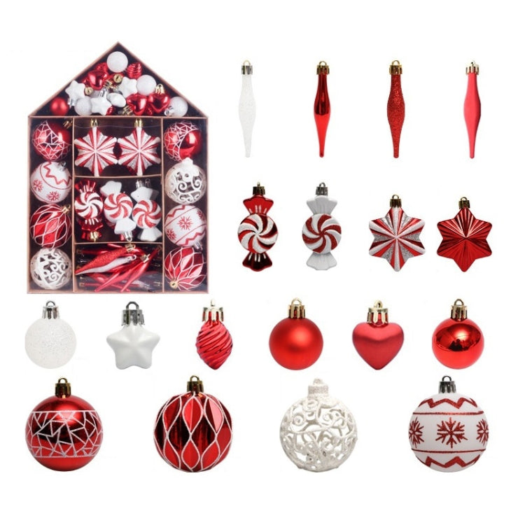 73pcs/Set Christmas Tree Decoration Pendant Painted Christmas Ball, Color: