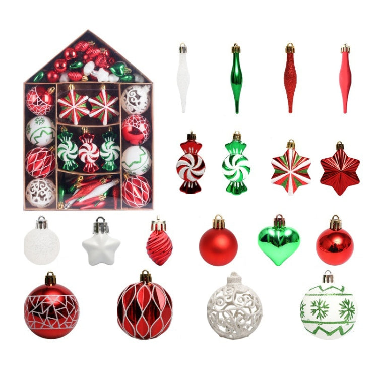 73pcs/Set Christmas Tree Decoration Pendant Painted Christmas Ball, Color: