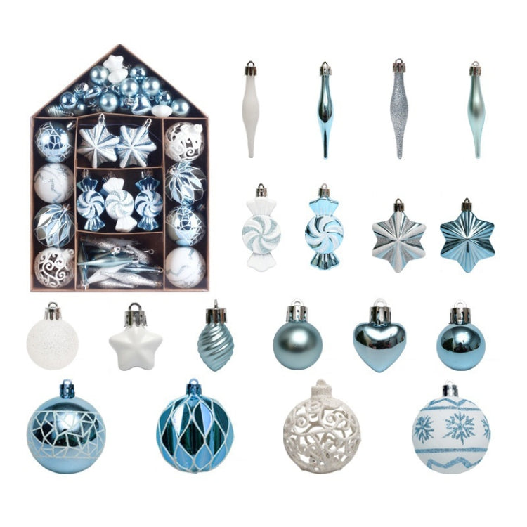 73pcs/Set Christmas Tree Decoration Pendant Painted Christmas Ball, Color: