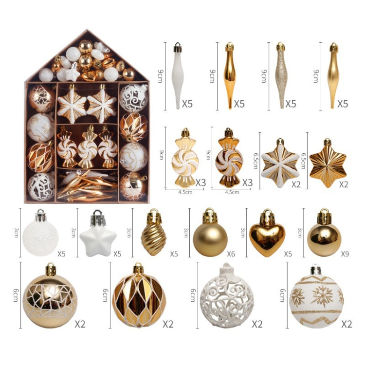 73pcs/Set Christmas Tree Decoration Pendant Painted Christmas Ball, Color: