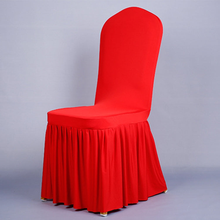 Pleated Skirt Hem Stretch One Piece Chair Cover Hotel Restaurant Wedding Chair Cover
