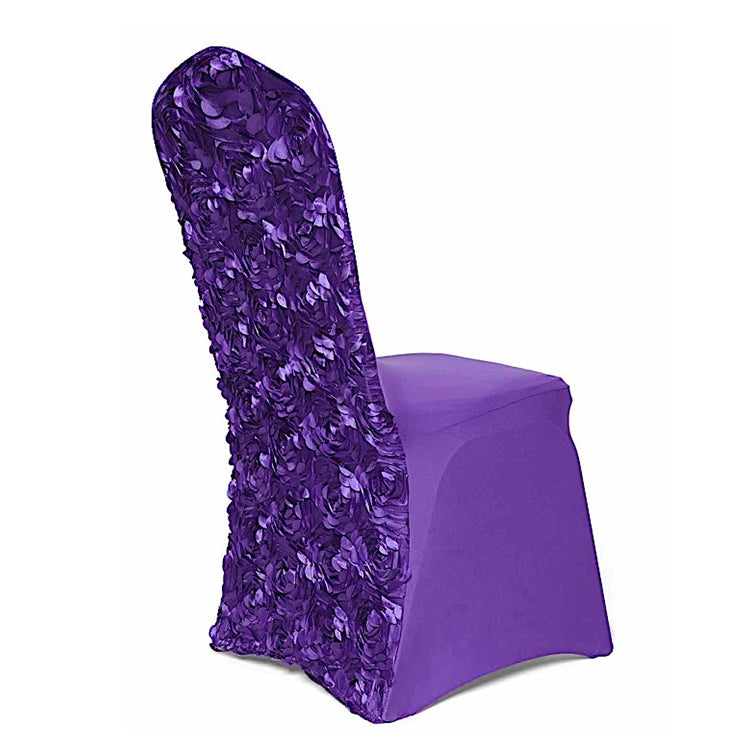 Thickened Rose Stretch Chair Cover Hotel Wedding Banquet Seat Back Cover Decoration