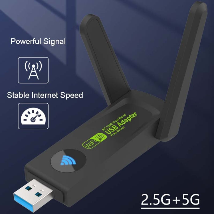 1300Mbps Wireless Network Card Gigabit Dual Band 5G Driverless Computer USB Network Card, Scope: