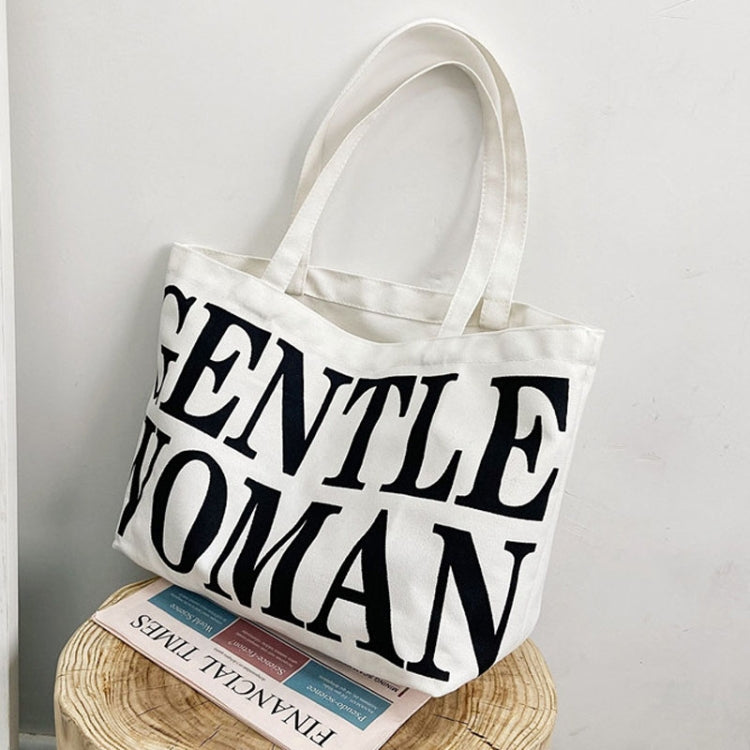 Women Printed Letter Canvas Bag Single Shoulder Tote Bag