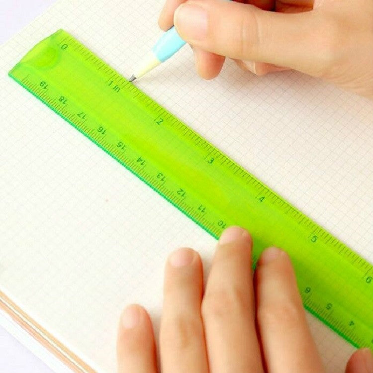Soft Ruler Student Flexible Ruler Tape Measure Straight Ruler Office School Supplies, Length:20cm(Blue / Green Random Delivery)