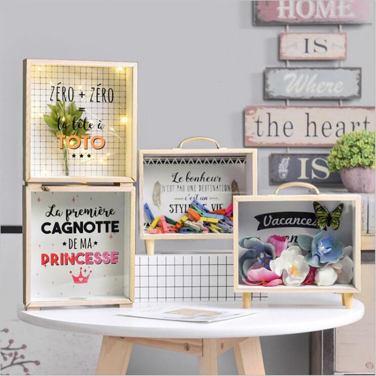 Creative Wooden Art Fresh Piggy Bank Bedroom Desktop Decoration Ornaments Sundries Storage Box, Style:Wooden Storage Box - A