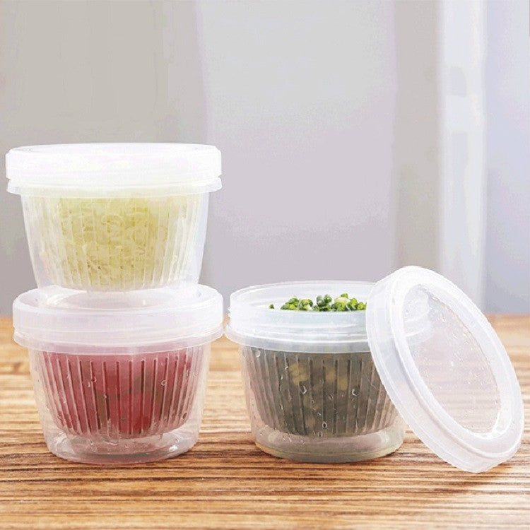 Kitchen Onion Ginger Garlic Fresh Box Refrigerator Drain Fresh Storage Box Plastic Food Sealed Box, Specification:Double Layer