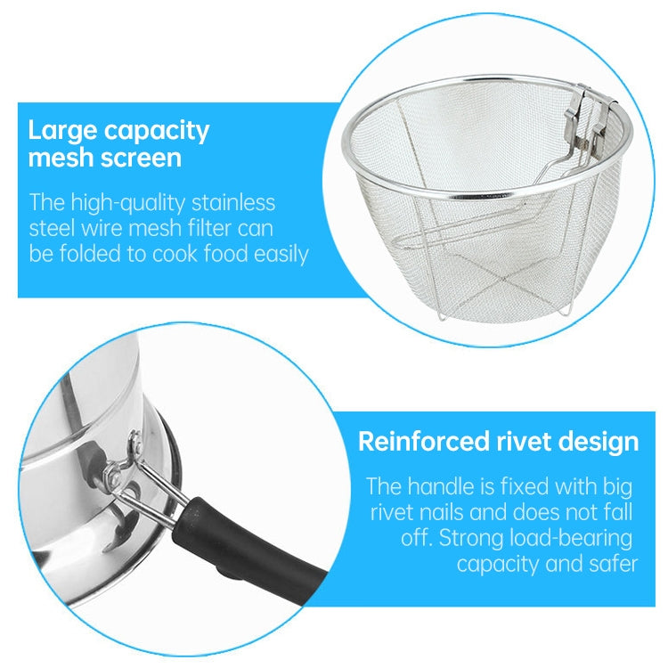 Stainless Steel 22CM Multi-function Deep-fried Cooking Pot Kitchenware Set, Style:Double Bottom