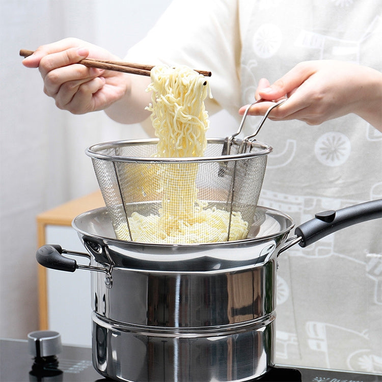 Stainless Steel 22CM Multi-function Deep-fried Cooking Pot Kitchenware Set, Style:Single Bottom