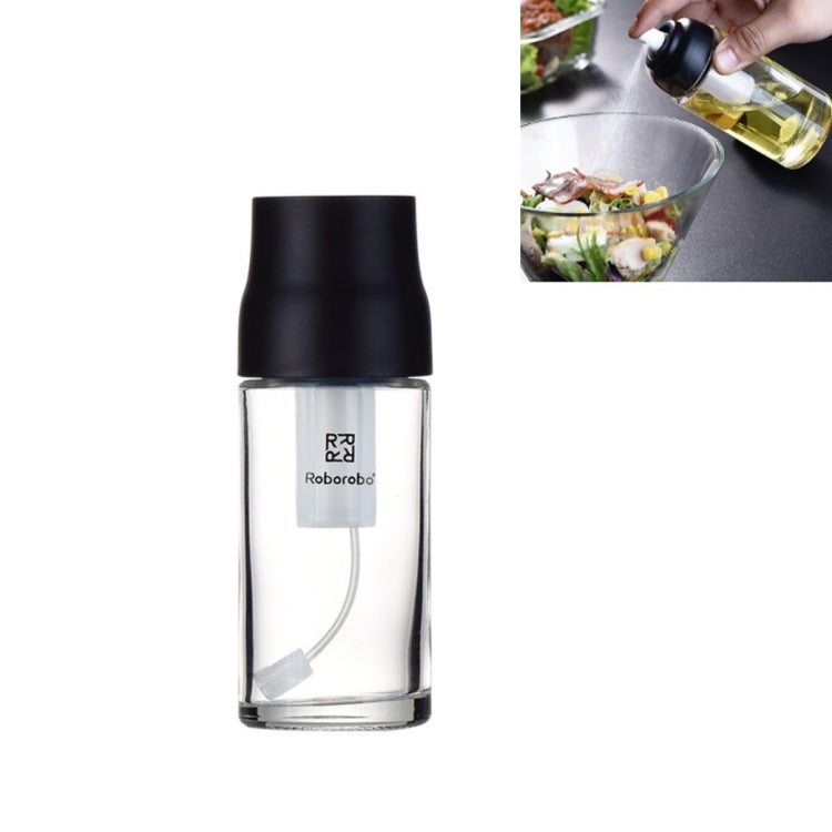 Kitchen Oil Spray Bottle Air Pressure Barbecue Oil Sprayer Glass Oil Control Pot(Black)
